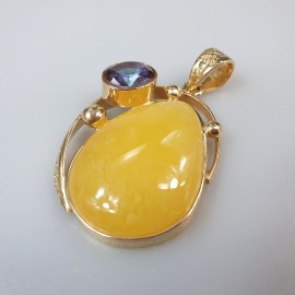 Gintarinis pakabukas paauksuotas Balto gintaro pakaukas Dovana jai 