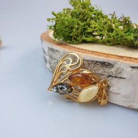 Paauksuotas gintarinis pakabukas