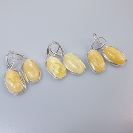 Auskarai "Balti Karališki". Natūralus baltas gintaras.  Auskarai "Balti Karališki". Natūralus baltas gintaras.