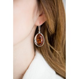 Gintariniai auskarai. Sidabras 925. Masyvūs natūralaus Baltijos gintaro auskarai, auskarai, dovana mamai