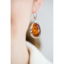 Gintariniai auskarai. Sidabras 925. Masyvūs natūralaus Baltijos gintaro auskarai, auskarai, dovana mamai