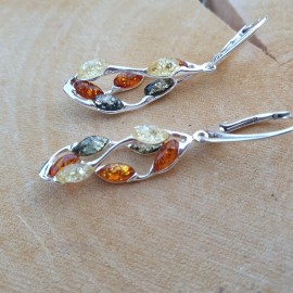 Sidabriniai auskarai su gintaru  margi masyvesni auskarai DOVANA JAI kalėdinė dovana moterims Sidabriniai auskarai su gintaru  margi masyvesni auskarai DOVANA JAI kalėdinė dovana moterims