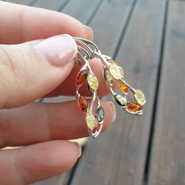 Sidabriniai auskarai su gintaru  margi masyvesni auskarai DOVANA JAI kalėdinė dovana moterims Sidabriniai auskarai su gintaru  margi masyvesni auskarai DOVANA JAI kalėdinė dovana moterims