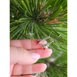 Sidabriniai auskarai su gintaru "Boružėlės". 