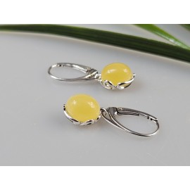 Auskarai Balto gintaro auskarai su sidabru Dovana mamai Kalėdinė dovana jai