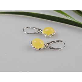 Auskarai Balto gintaro auskarai su sidabru Dovana mamai Kalėdinė dovana jai