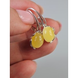 Auskarai Balto gintaro auskarai su sidabru Dovana mamai Kalėdinė dovana jai