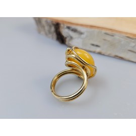 Balto gintaro žiedas su auksu Dovana jai