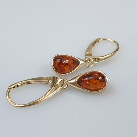 Maži gintariniai auskarai. Sidabriniai auskarai. Dovana Jai.