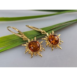 Auskarai su gintaru saulytės RUDOS