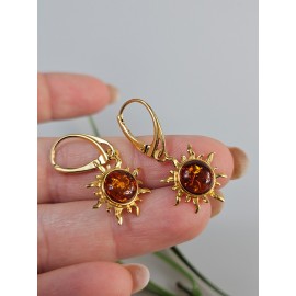 Auskarai su gintaru saulytės RUDOS