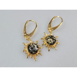 Auskarai su gintaru saulytės ŽALIOS Auskarai su gintaru saulytės ŽALIOS