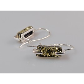 Sidabriniai auskarai, žalio gintaro auskarai, modernūs madingi papuošalai, dovana jai, kovo 8 dienos dovana 