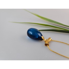 Mėlynas gintaras Pakabukas su tikru gintaru ir auksu