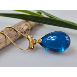 Mėlynas gintaras Pakabukas su tikru gintaru ir auksu