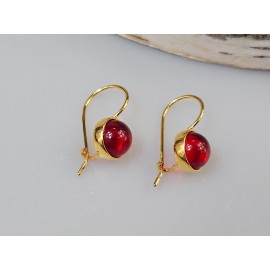 Raudono gintaro auskarai su auksu 