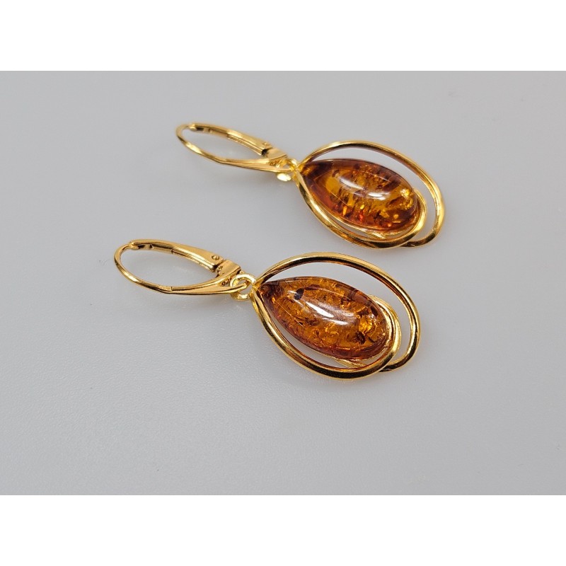 Gintariniai auskarai aukso lašai Graži donaja jai