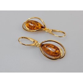 Gintariniai auskarai aukso lašai Graži donaja jai