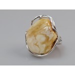 Neapdirbto gintaro sidabrinis žiedas