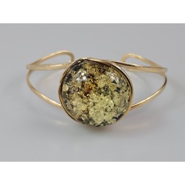 Apyrankė gintarinė ruda  paauksuota dovana jai