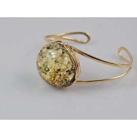 Apyrankė gintarinė ruda  paauksuota dovana jai 