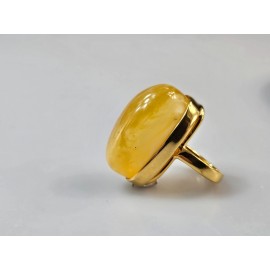 Balto gintaro žiedas, paauksuotas žiedas, dovana jai