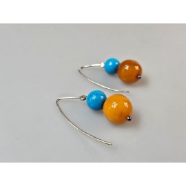 Auskarai Balto gintaro ir turkio. Gintariniai auskarai.  Auskarai Balto gintaro ir turkio. Gintariniai auskarai.