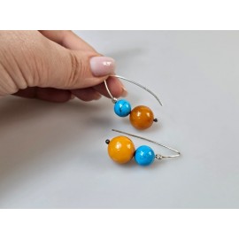 Auskarai Balto gintaro ir turkio. Gintariniai auskarai.  Auskarai Balto gintaro ir turkio. Gintariniai auskarai.