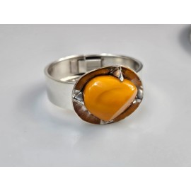 Sidabrinė apyrankė su baltu gintaru Unikali dovana jai