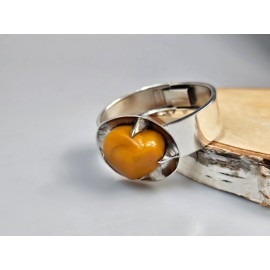 Sidabrinė apyrankė su baltu gintaru Unikali dovana jai