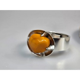 Sidabrinė apyrankė su baltu gintaru Unikali dovana jai