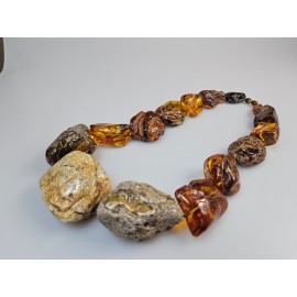 Amber necklace Masyvūs gintariniai karoliai margi įspūdingi Raw Amber necklace
