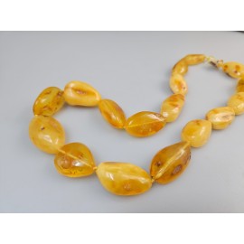 Balto Gintaro Karoliai, rankų darbo kaklo papuošalas