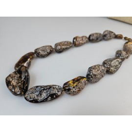 Masyvūs juodo gintaro gintariniai karoliai Raw Amber necklace