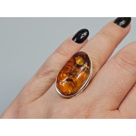  gintaro sidabrinis žiedas su inklūzų