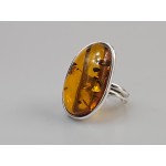 sidabrinis žiedas gintaro žiedas reguliuojamo dydžio 