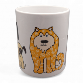 Dekoruotas puodelis, 330 ml. Taškuoti šuneliai