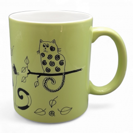 Dekoruotas puodelis 330 ml. Katės miške