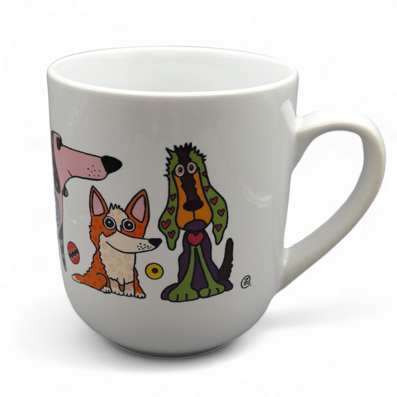 Dekoruotas puodelis Linksmi šuniukai. 290 ml. 