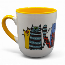 Dekoruotas puodelis 290ml. Mėlynas katinas ir kiti