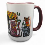 Dekoruotas puodelis 440 ml. Katinai medyje