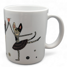 Dekoruotas puodelis, 330 ml.. Baletą šokančios katės
