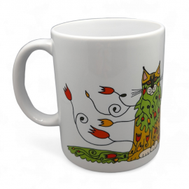 Dekoruotas puodelis 330 ml. Gėlėti meino meškėnai
