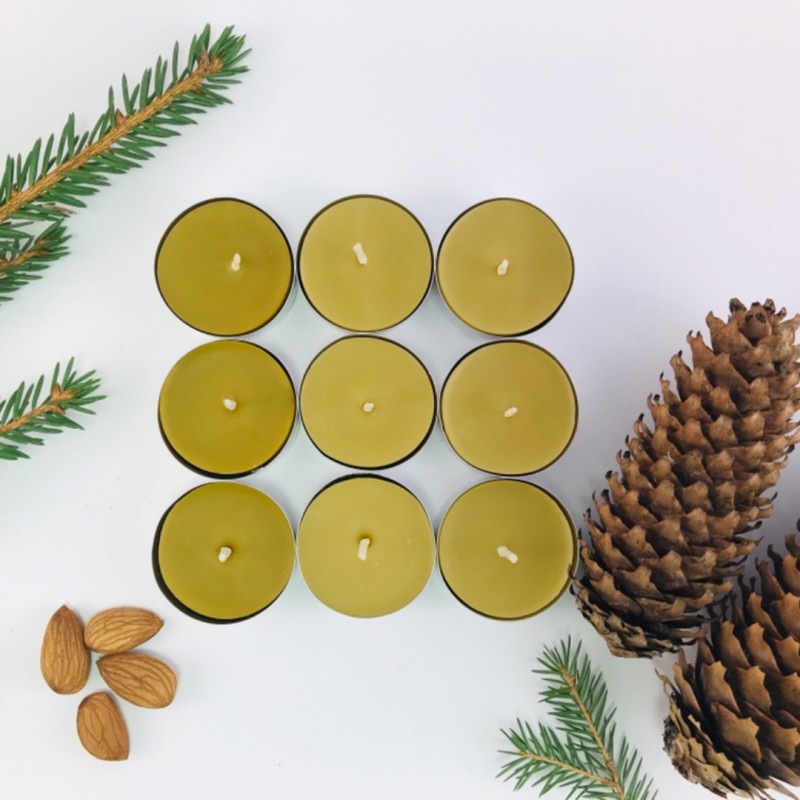 Natūralios, bičių vaško arbatinės žvakutės (9vnt)