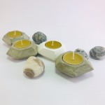 Rankų darbo geometrinė žvakidė arbatinei žvakutei (balta)