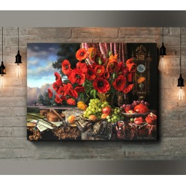 Dutch-style still life with poppies