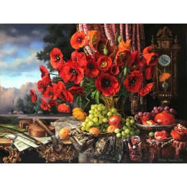 Dutch-style still life with poppies