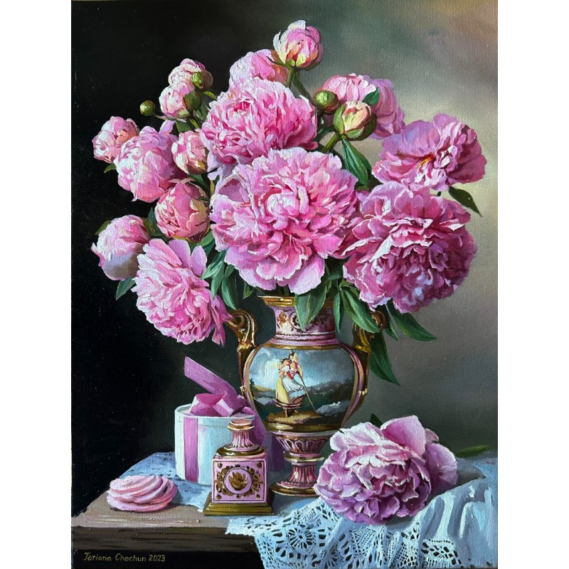 NATIURMORTAS «Bijūnai ir rožinė nuotaika» NATIURMORTAS «Bijūnai ir rožinė nuotaika»