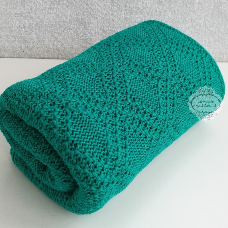 Medvilninis smaragdo spalvos pledukas