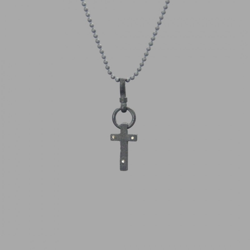 Pakabukas_Kryželis_Juodintas sidabras_Auksas